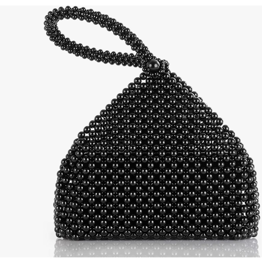 ⭐️ Women's Pearl Clutch Evening Bags Sparkly Glitter Triangle Purse
